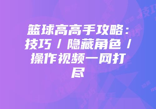 篮球高高手攻略：技巧／隐藏角色／操作视频一网打尽