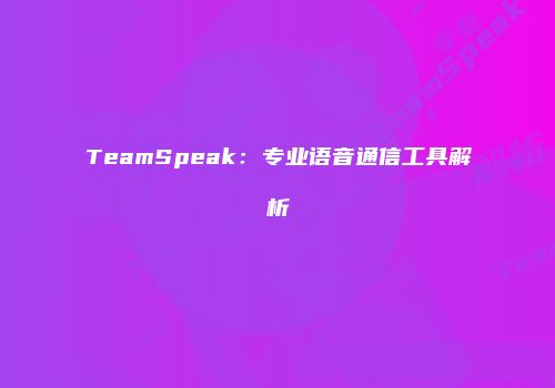 TeamSpeak：专业语音通信工具解析