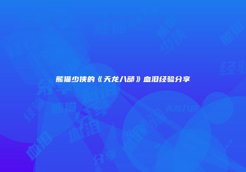 熊猫少侠的《天龙八部》血泪经验分享