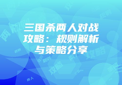 三国杀两人对战攻略：规则解析与策略分享