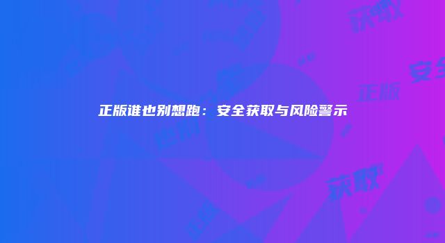 正版谁也别想跑：安全获取与风险警示