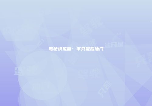 驾驶模拟器:不只是踩油门