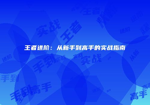 王者进阶:从新手到高手的实战指南