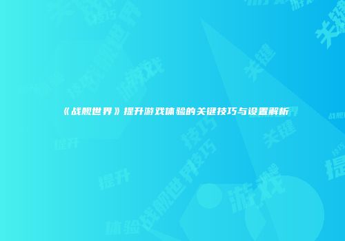 《战舰世界》提升游戏体验的关键技巧与设置解析