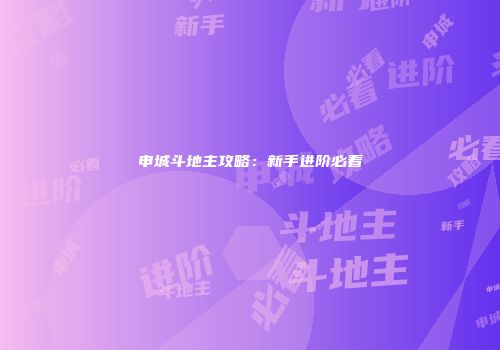 申城斗地主攻略：新手进阶必看