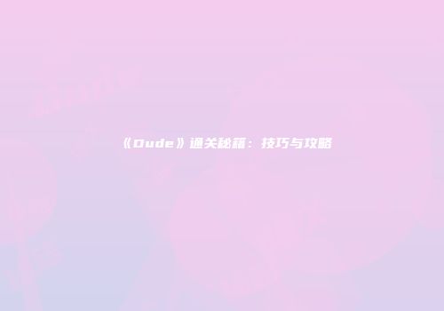 《Dude》通关秘籍:技巧与攻略