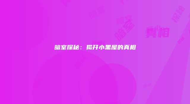 暗室探秘:揭开小黑屋的真相