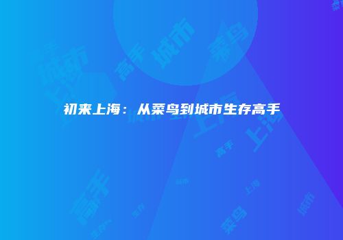 初来上海：从菜鸟到城市生存高手