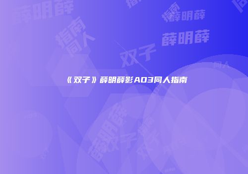 《双子》薛明薛影AO3同人指南