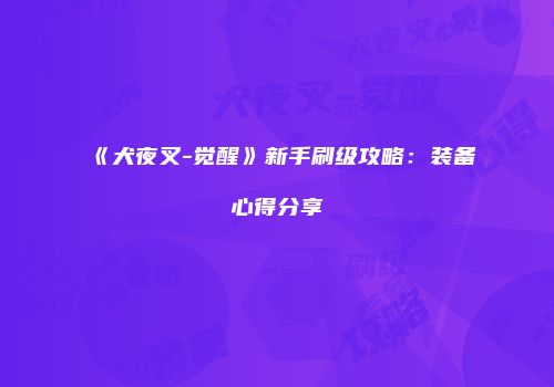 《犬夜叉-觉醒》新手刷级攻略：装备心得分享