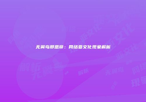 无翼鸟邪恶帝：网络亚文化现象解析