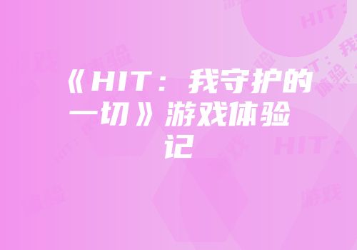 《HIT：我守护的一切》游戏体验记
