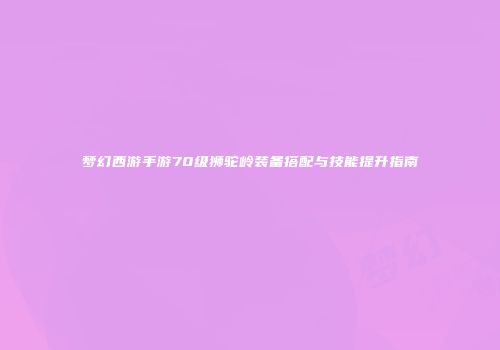梦幻西游手游70级狮驼岭装备搭配与技能提升指南
