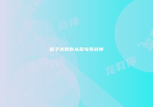 赵子龙教你从菜鸟变战神