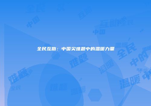 全民互助：中国灾难题中的温暖力量