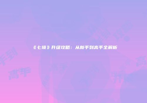 《七境》升级攻略：从新手到高手全解析