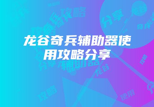 龙谷奇兵辅助器使用攻略分享