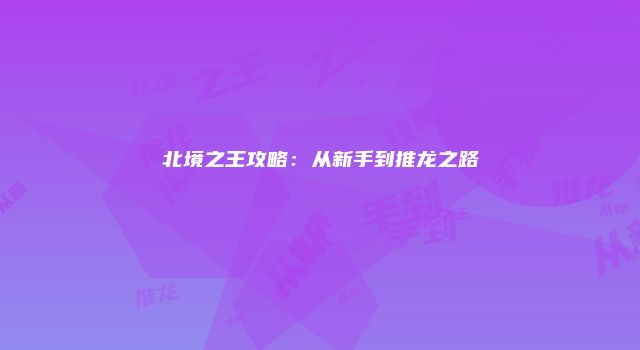 北境之王攻略：从新手到推龙之路