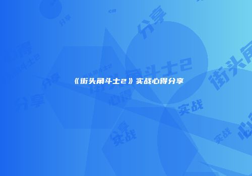 《街头角斗士2》实战心得分享