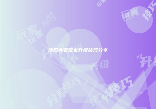 沙巴克老玩家升级技巧分享