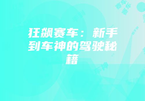 狂飙赛车：新手到车神的驾驶秘籍