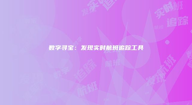 数字寻宝：发现实时航班追踪工具