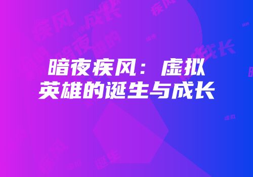 暗夜疾风：虚拟英雄的诞生与成长