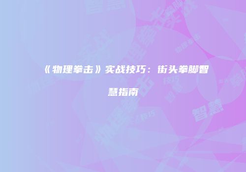 《物理拳击》实战技巧:街头拳脚智慧指南