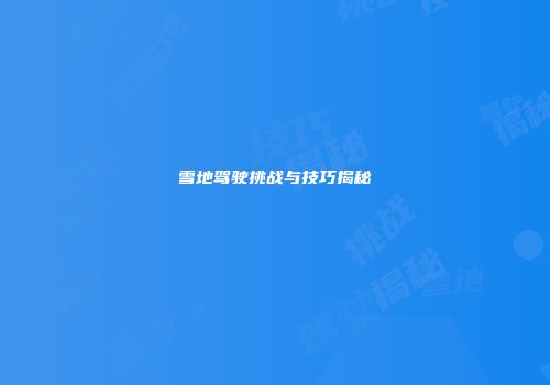 雪地驾驶挑战与技巧揭秘