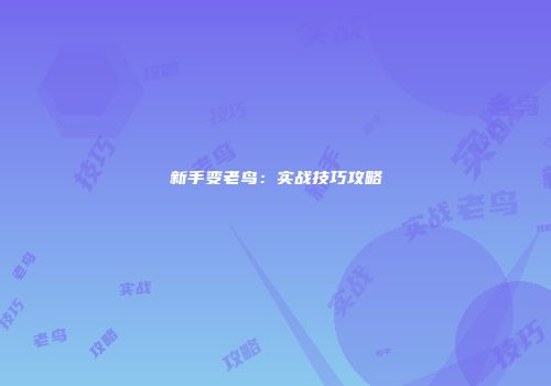 新手变老鸟：实战技巧攻略