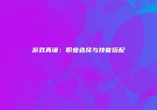 游戏真谛:职业选择与技能搭配