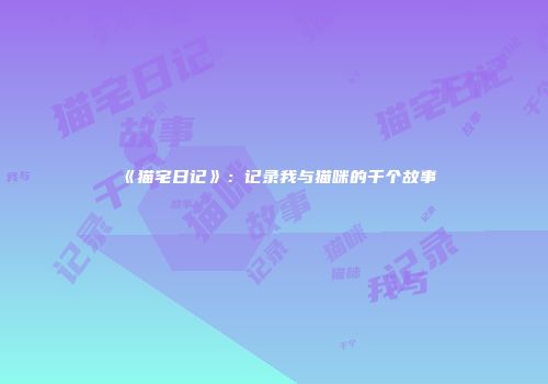 《猫宅日记》：记录我与猫咪的千个故事