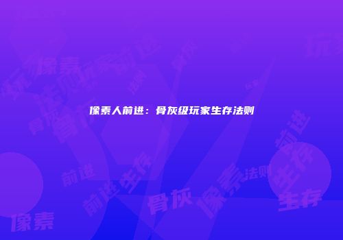 像素人前进：骨灰级玩家生存法则