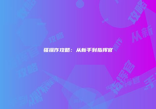 骚操作攻略：从新手到指挥官