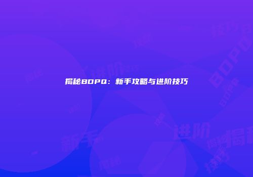 揭秘BDPQ：新手攻略与进阶技巧
