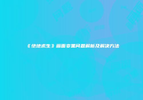 《绝地求生》画面变黑问题解析及解决方法