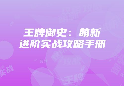 王牌御史:萌新进阶实战攻略手册