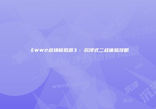 《WW2战场模拟器》：沉浸式二战体验攻略