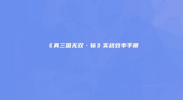 《真三国无双·斩》实战效率手册