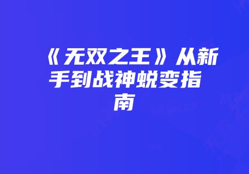《无双之王》从新手到战神蜕变指南
