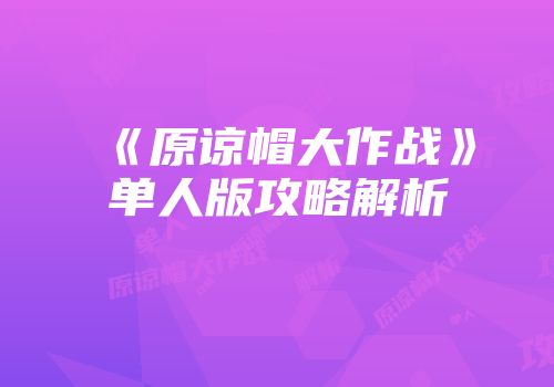 《原谅帽大作战》单人版攻略解析