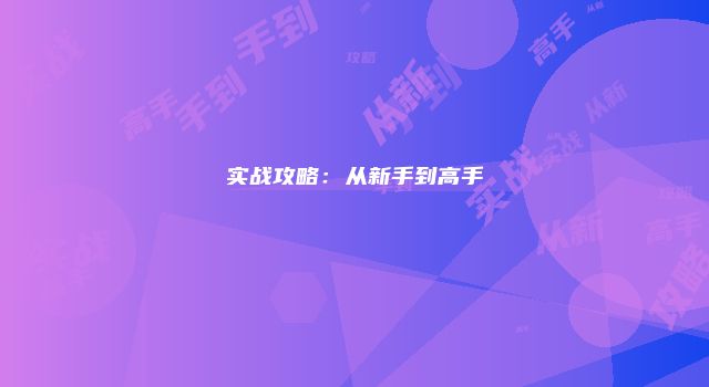 实战攻略：从新手到高手