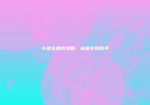 斗地主速成攻略:从新手到高手