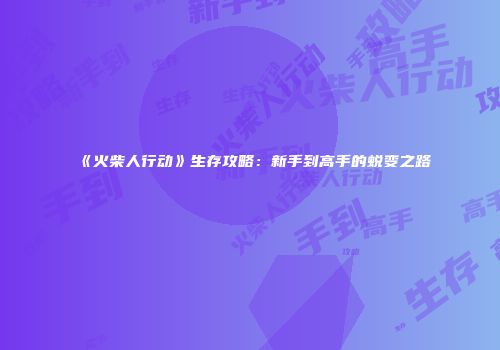 《火柴人行动》生存攻略：新手到高手的蜕变之路