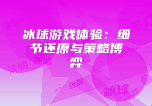 冰球游戏体验：细节还原与策略博弈