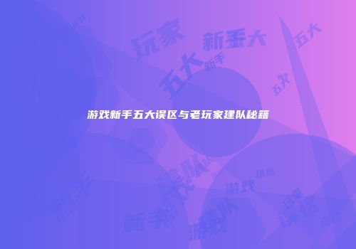 游戏新手五大误区与老玩家建队秘籍