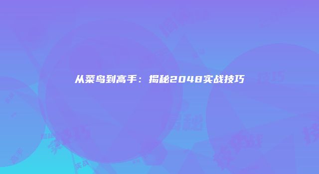 从菜鸟到高手：揭秘2048实战技巧