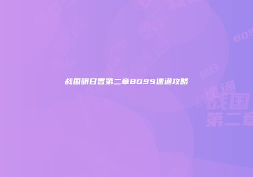 战国明日香第二章BOSS速通攻略