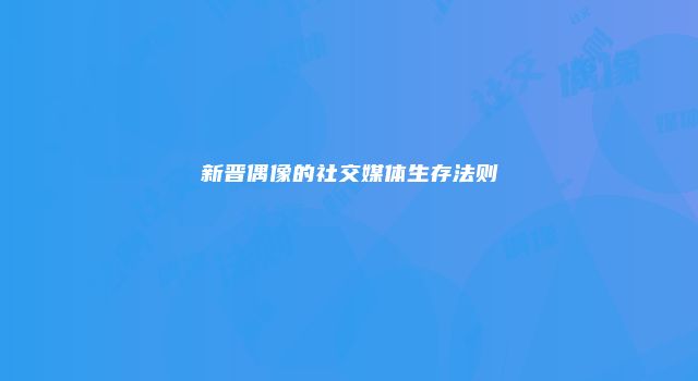 新晋偶像的社交媒体生存法则