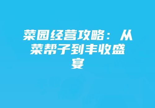 菜园经营攻略：从菜帮子到丰收盛宴